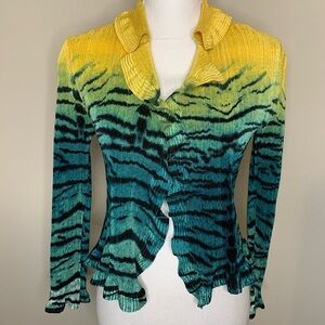NWOT Caeliann Cardigan Sweater Boho Open Front Women Animal Print Size Small
